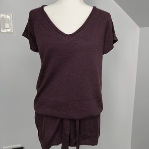 Tulle short-sleeved sweater dress, dk purple Sz XL